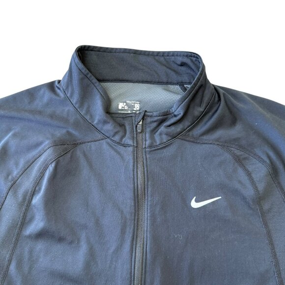 Nike Running Jacket Pullover Mens Medium 1/2 Zip Running Stretch Dri-Fit  Black - Picture 2 of 9